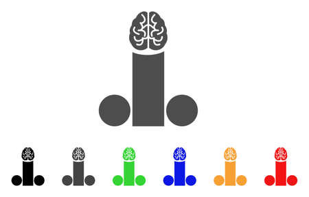 Male Penis Brain icon. Vector illustration style is a flat iconic male penis brain symbol with black, gray, green, blue, red, orange color additional versions.のイラスト素材