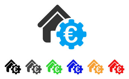 Euro Building Payment Gear icon.のイラスト素材