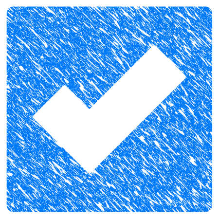 Grunge Check icon with grunge design and dirty texture. Unclean vector blue check pictogram for rubber seal stamp imitations and watermarks.のイラスト素材