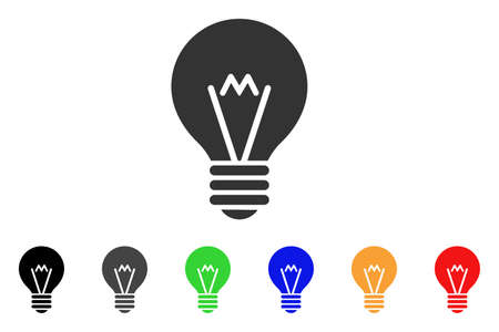 Hint Bulb icon. Vector illustration style is a flat iconic hint bulb symbol with black, gray, green, blue, yellow color variants. Designed for web and software interfaces.のイラスト素材