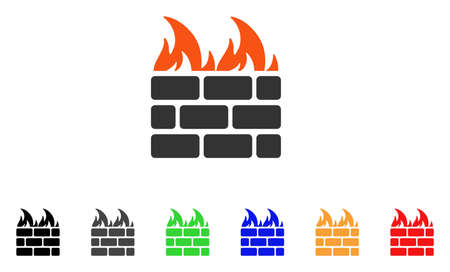 Fire Wall icon. Vector illustration style is a flat iconic fire wall symbol with black, grey, green, blue, red, orange color additional versions. Designed for web and software interfaces.のイラスト素材
