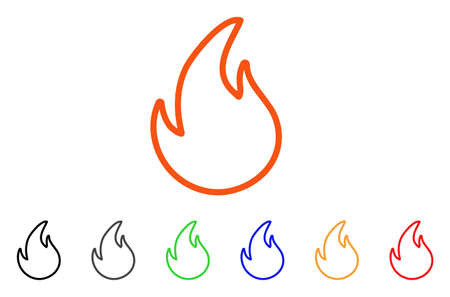 Flame Contour icon. Vector illustration style is a flat iconic flame contour symbol with black, grey, green, blue, red, orange color additional versions. Designed for web and software interfaces.のイラスト素材