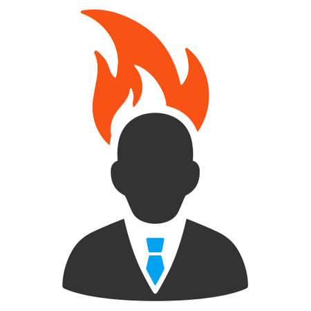 Burn Businessman Head flat vector icon. An isolated illustration on a white background.のイラスト素材