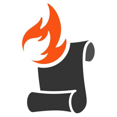 Burn Manuscript flat vector pictogram. An isolated illustration on a white background.のイラスト素材
