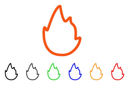 Fire Contour icon. Vector illustration style is a flat iconic fire contour symbol with black, gray, green, blue, red, orange color versions. Designed for web and software interfaces.のイラスト素材