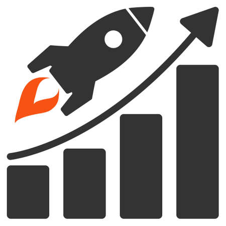 Startup Rocket Growth Chart flat vector pictograph. An isolated illustration on a white background.のイラスト素材