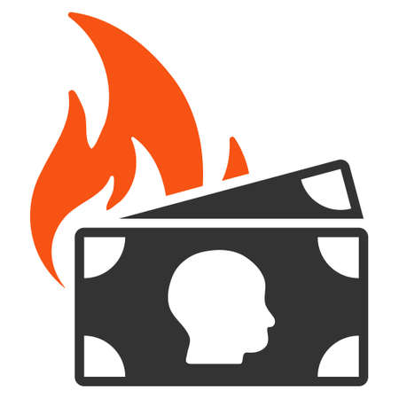 Banknotes Fire Disaster flat vector pictograph. An isolated illustration on a white background.のイラスト素材