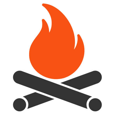 Campfire flat raster pictograph. An isolated illustration on a white background.の写真素材