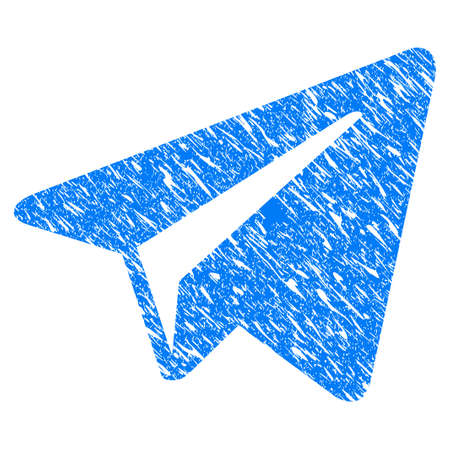 Grunge Freelance Paper Plane icon with grunge design and scratched texture. Unclean vector blue freelance paper plane pictogram for rubber seal stamp imitations and watermarks. Draft sign symbol.のイラスト素材