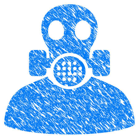 Grunge Toxic Work icon with grunge design and scratched texture. Unclean vector blue Toxic Work pictogram for rubber seal stamp imitations and watermarks. Draft sign symbol.のイラスト素材