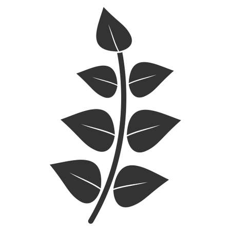 Leaf Branch raster pictograph. Style is flat graphic grey symbol.の写真素材