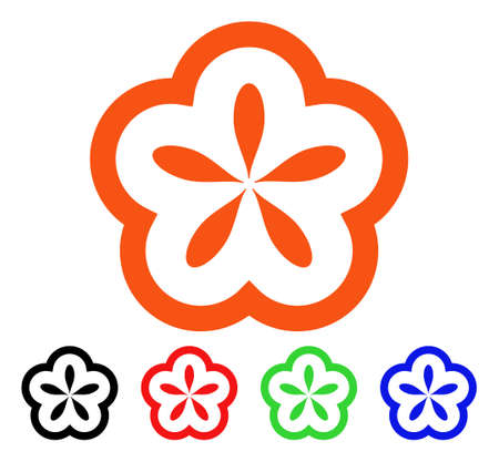 Flower icon. Vector illustration style is a flat iconic flower symbol with black, orange, red, green, blue color versions. Designed for web apps and software interfaces.のイラスト素材