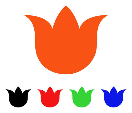 Tulip Flower icon. Vector illustration style is a flat iconic tulip flower symbol with black, orange, red, green, blue color versions. Designed for web apps and software interfaces.のイラスト素材