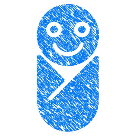 Grunge Newborn icon with scratched design and scratched texture. Unclean raster blue Newborn pictogram for rubber seal stamp imitations and watermarks. Draft emblem symbol.の写真素材
