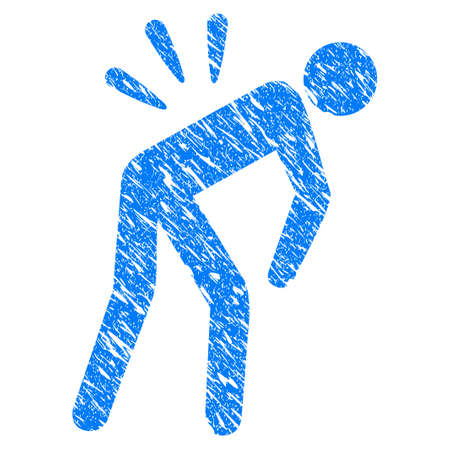 Grunge Sciatica Back Pain icon with scratched design and unclean texture. Unclean raster blue Sciatica Back Pain pictogram for rubber seal stamp imitations and watermarks. Draft sign symbol.の写真素材