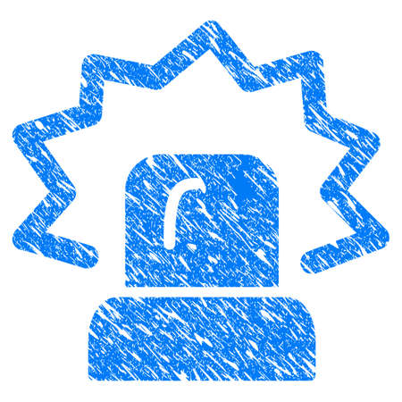Grunge Alarm icon with scratched design and grungy texture. Unclean vector blue Alarm pictogram for rubber seal stamp imitations and watermarks. Draft emblem symbol.のイラスト素材