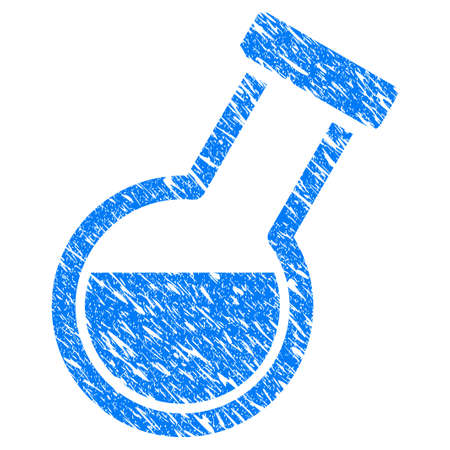 Grunge Retort icon with scratched design and grungy texture. Unclean vector blue Retort pictogram for rubber seal stamp imitations and watermarks. Draft emblem symbol.のイラスト素材