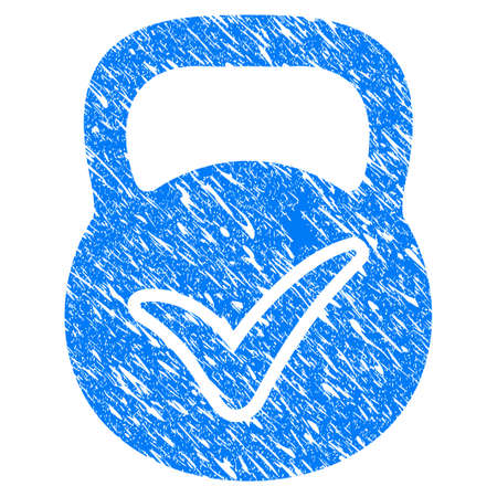 Grunge Valid Iron Weight icon with scratched design and grungy texture. Unclean vector blue Valid Iron Weight pictogram for rubber seal stamp imitations and watermarks. Draft sign symbol.のイラスト素材