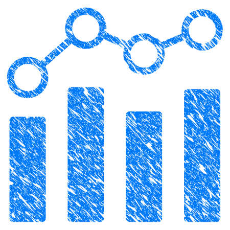 Grunge Point Chart icon with scratched design and unclean texture. Unclean vector blue Point Chart pictogram for rubber seal stamp imitations and watermarks. Draft sign symbol.のイラスト素材