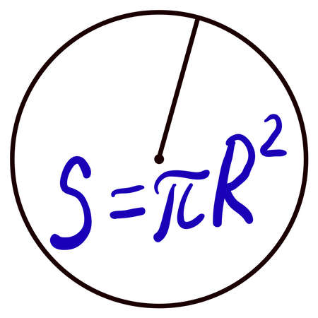 Circle Area Formula scribble sketch. Vintage handwritten vector illustration of Circle Area Formula.