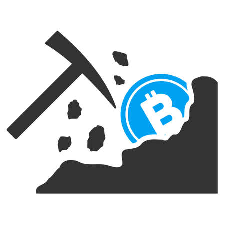 Bitcoin Mining Hammer raster pictograph. Illustration style is a flat iconic bicolor blue and gray symbol on white background.の写真素材