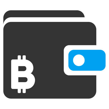 Bitcoin Wallet vector pictogram. Illustration style is a flat iconic bicolor blue and gray symbol on white background.のイラスト素材