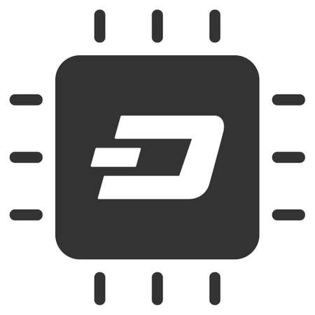 Dash Processor Chip vector pictogram. Illustration style is a flat iconic gray symbol on white background.のイラスト素材