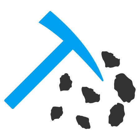 Stone Mining Hammer vector pictogram. Illustration style is a flat iconic bicolor blue and gray symbol on white background.のイラスト素材