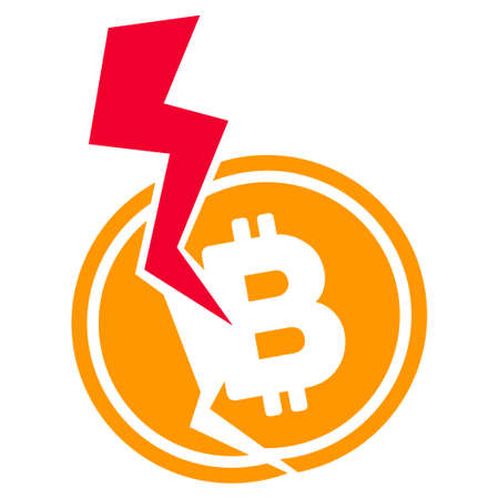 Bitcoin Crash Lightning flat vector pictogram. An isolated illustration on a white background.のイラスト素材