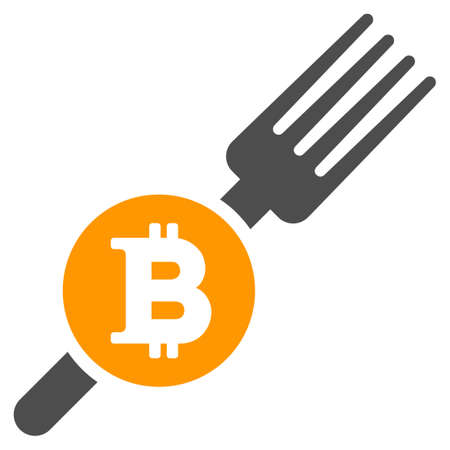 Bitcoin Fork flat vector pictograph. An isolated illustration on a white background.のイラスト素材