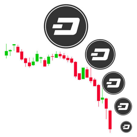 Candlestick Chart Dashcoin Deflation flat vector pictogram. An isolated illustration on a white background.のイラスト素材
