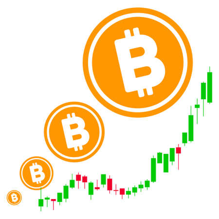 Bitcoin Inflation Chart flat vector pictogram. An isolated illustration on a white background.のイラスト素材