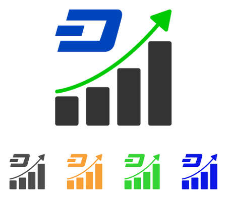 Dashcoin Growing Trend icon. Vector illustration style is a flat iconic dashcoin growing trend symbol.のイラスト素材