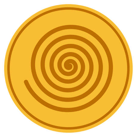 Hypnosis Spiral golden coin icon. Vector style is a gold yellow flat coin symbol.のイラスト素材