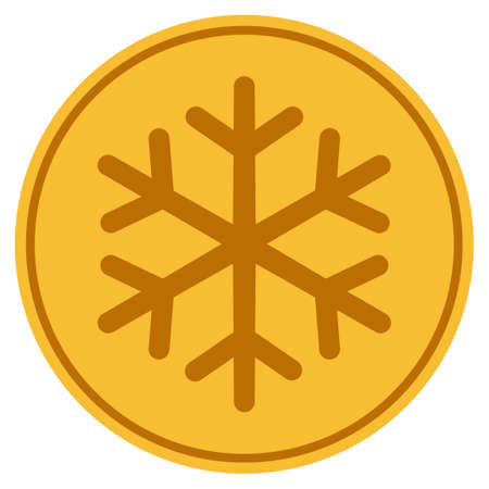 Snowflake golden coin icon vector illustrationのイラスト素材