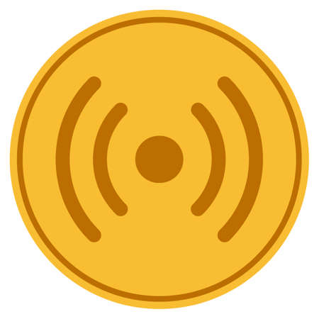 Internet Source golden coin icon. Vector style is a gold yellow flat coin symbol.のイラスト素材