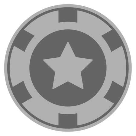 5-Finger star grey casino chip icon. Vector style is a gray silver flat gamble token symbol.のイラスト素材