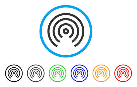 Airdrop Center rounded icon. Style is a flat gray symbol inside light blue circle with bonus color versions. Airdrop Center vector designed for web and software interfaces.のイラスト素材