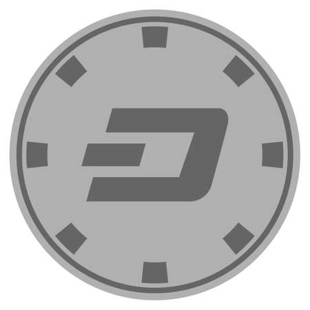 Dashcoin grey casino chip pictograph. Vector style is a grey silver flat gamble token symbol.のイラスト素材