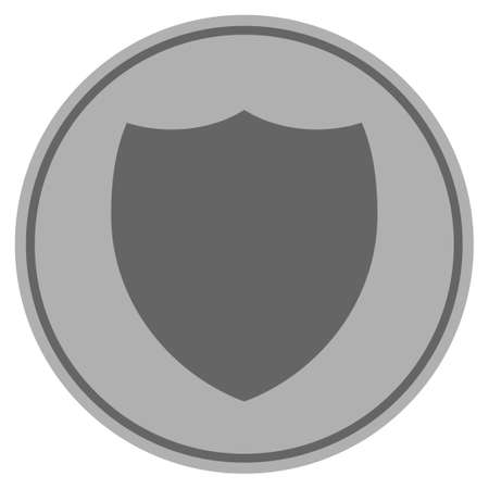 Shield silver coin icon. Raster style is a silver grey flat coin symbol.の写真素材