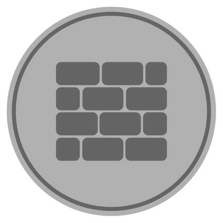 Brick wall silver coin icon. Vector style is a silver gray flat coin symbol.のイラスト素材
