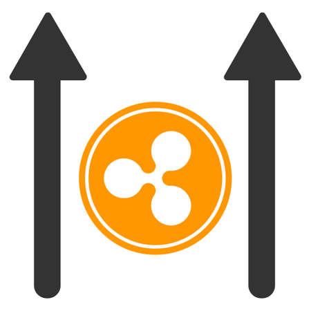 Ripple Coin Send Arrows flat raster icon. An isolated ripple coin send arrows pictograph on a white background.の写真素材