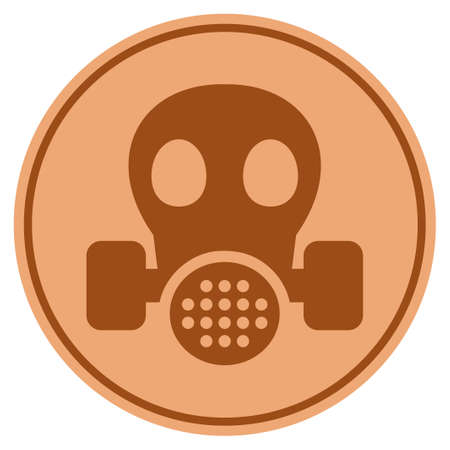 Gas Mask bronze coin icon. Raster style is a copper flat coin symbol.の写真素材