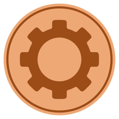 Gear bronze coin icon. Vector style is a copper flat coin symbol.のイラスト素材