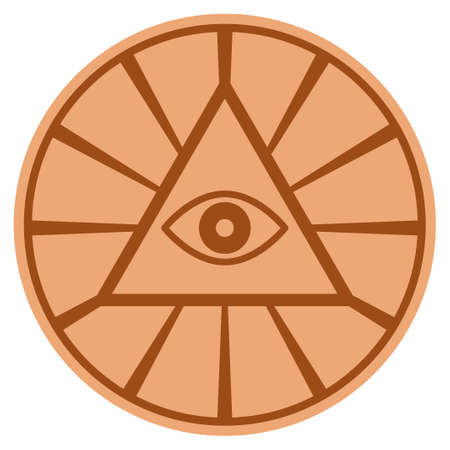 Pyramid Eye bronze coin icon. Vector style is a copper flat coin symbol.のイラスト素材