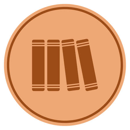 Books bronze coin icon. Vector style is a copper flat coin symbol.のイラスト素材