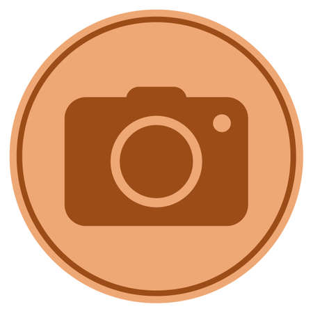 Photo camera bronze coin icon. Vector style is a copper flat coin symbol.のイラスト素材