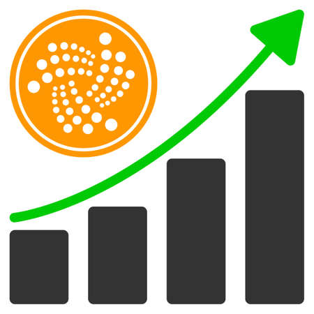 Iota Coin Growth Chart flat vector pictogram. An isolated icon on a white background.のイラスト素材