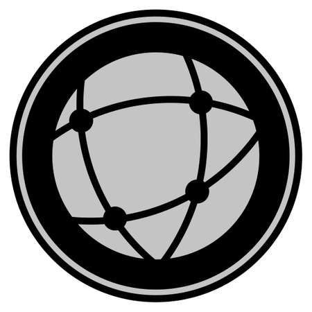 Network black coin icon. Vector style is a flat coin symbol using black and light gray colors.のイラスト素材