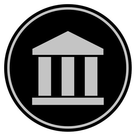 Bank Building black coin icon. Vector style is a flat coin symbol using black and light gray colors.のイラスト素材